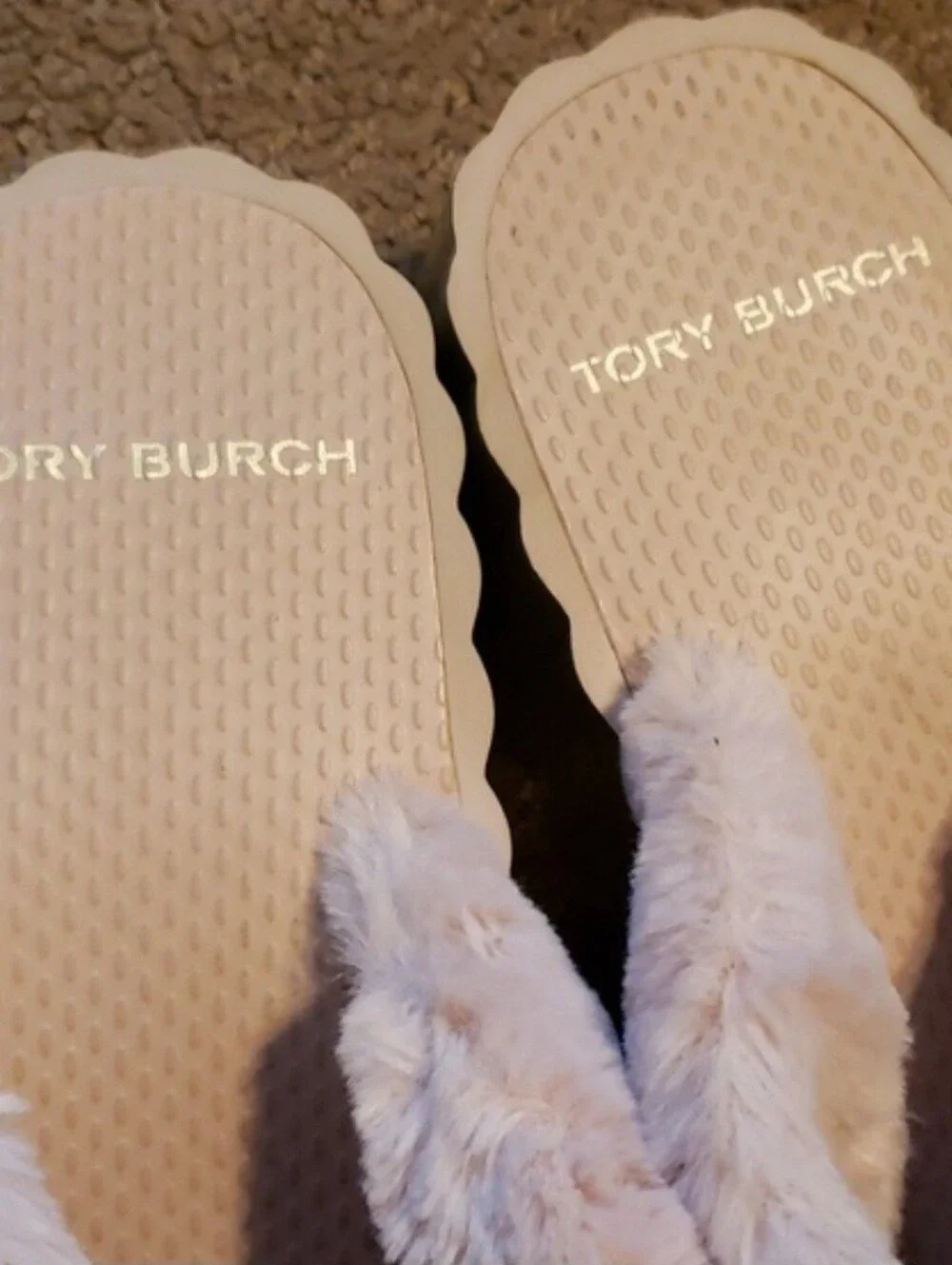 Tory Burch Blush Faux Fur Platform Slide